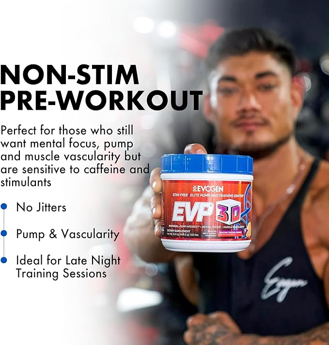 Evogen EVP 3D - Stim Free Pre Workout Powder for Men & Women | Sugar Free Non Stim Preworkout with Beta Alanine and Creatine for Energy & Pump | Orange | 40 Servings