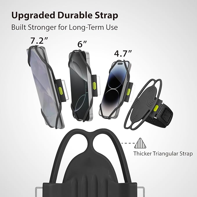 BONE Run Tie 3, Running Phone Armband, Skin-Friendly Silicone Sport Armband with Dual Layer Structure for Heat-Dissipation, Workout Phone Holder for iPhone and 4-7"-7.2" Smartphones (Size L)
