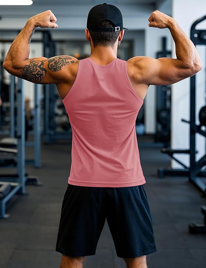MAGCOMSEN Mens Workout Tank Tops Undershirt Cotton Muscle Athletic Sleeveless Shirts for Gym