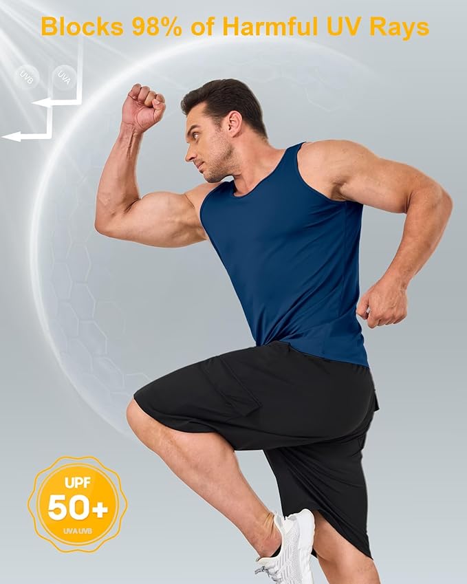 Boladeci Men's Tank Top Workout Athletic Quick Dry UPF 50+ Sun Protection Lightweight Summer Beach Gym Sleeveless Shirts