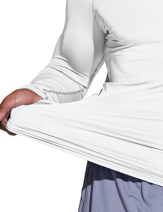 TSLA Men's UPF 50+ Compression Shirts, Cool Dry Long Sleeve Athletic Tops, Sports Baselayer Workout Shirt