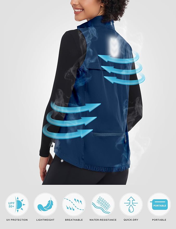 Little Donkey Andy Women's Lightweight Quick Dry Vest Summer Windproof Sleeveless Elastic Jacket for Golfing Cycling Running