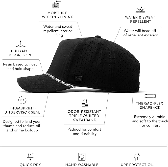 melin Odysea Rope Bulls Icon Hydro, Trucker & Rope Hat, Performance Hat for Men & Women, Water-Resistant Fitted Baseball Cap