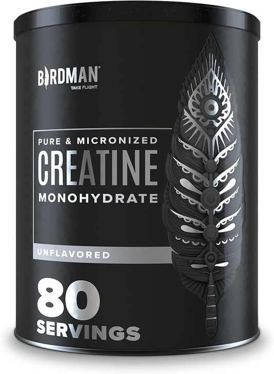 BIRDMAN Micronized Creatine Monohydrate Powder, Muscle Recovery, Caffeine Free, Creatine Pre Workout, Vegan, Post Workout, Gluten Free, Sugar Free | 80 Servings (5 Grams Each) | 0.8lb