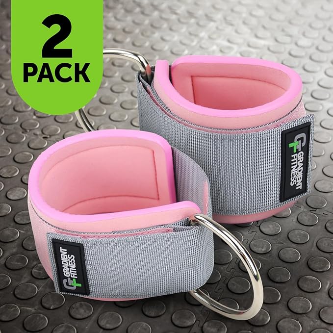 Gradient Fitness Ankle Straps (2 Pack) | Ankle Strap for Cable Machine, Ankle Bands for Working Out, Cable Ankle Strap