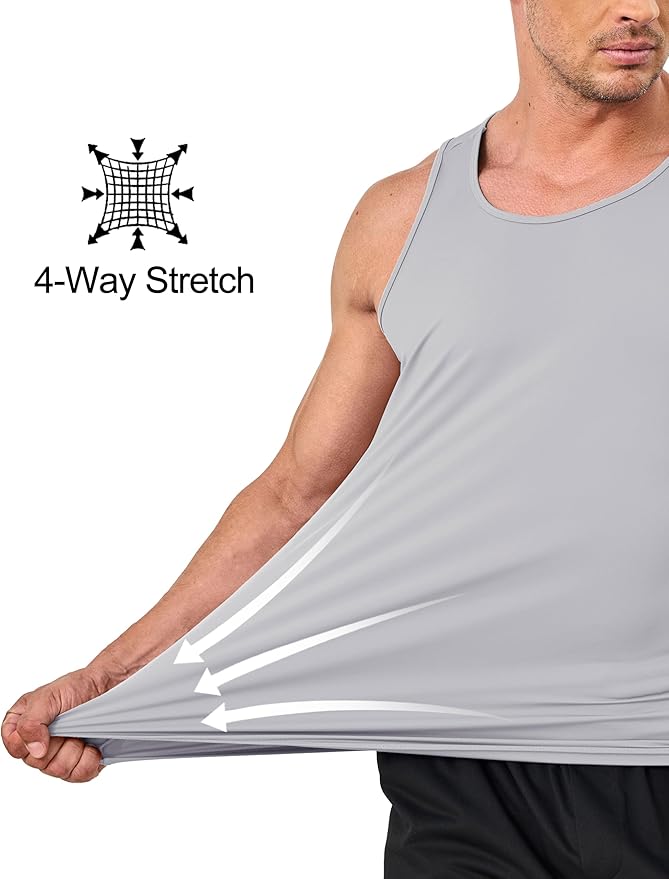 KEFITEVD Men's Workout Tank Tops Sleeveless Quick Dry UPF 80+ Summer Sun Shirts for Running Swim Gym Beach