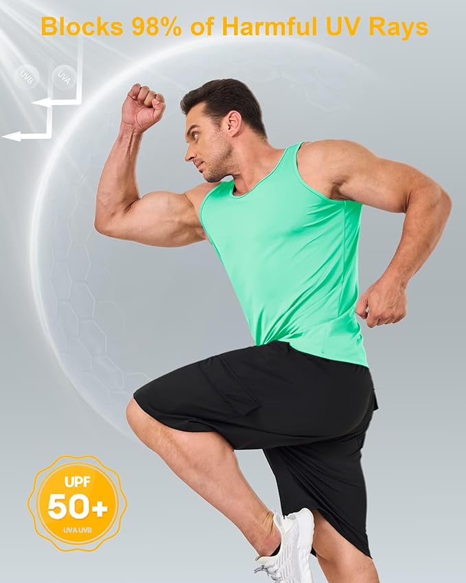 Boladeci Men's Tank Top Workout Athletic Quick Dry UPF 50+ Sun Protection Lightweight Summer Beach Gym Sleeveless Shirts
