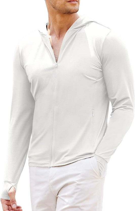 COOFANDY Men Full Zip UPF 50 Sun Protection Hoodie Jacket Long Sleeve Lightweight Breathable UV Shirts with Pockets