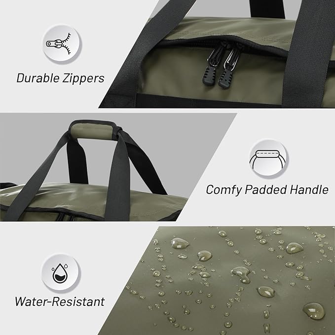 MIER Gym Bag for Men Large Duffel Backpack with Shoe Compartment, 60L Convertible Duffle Bags Weekender Overnight Bag for Gym Sports Travel, Green