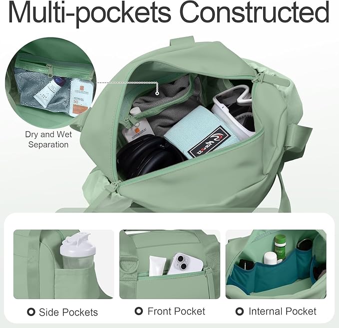 Small Gym Bag 14 inch for Women & Men Mini Gym Duffel Bag with Wet Compartment Waterproof Travel Duffle Bag for Sports Workout Dance