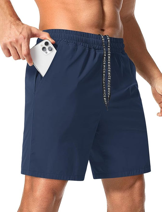Aolesy Men's 5''/7'' Running Shorts Quick Dry Workout Gym Shorts with Pockets, Tennis Training Athletic（Linerless & Liner）