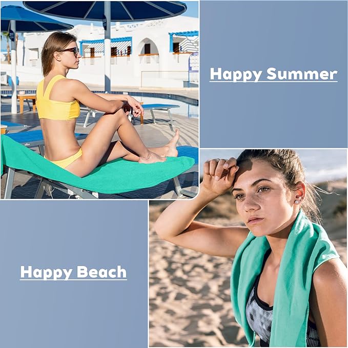 Tian qing Microfiber Towel Set, 3 Piece, Fast Drying, Soft Touch, Lightweight, Multiple Sizes for Beach, Camping,Gym, Hiking,Pool,Yoga,Travel (Turquoise, Large)