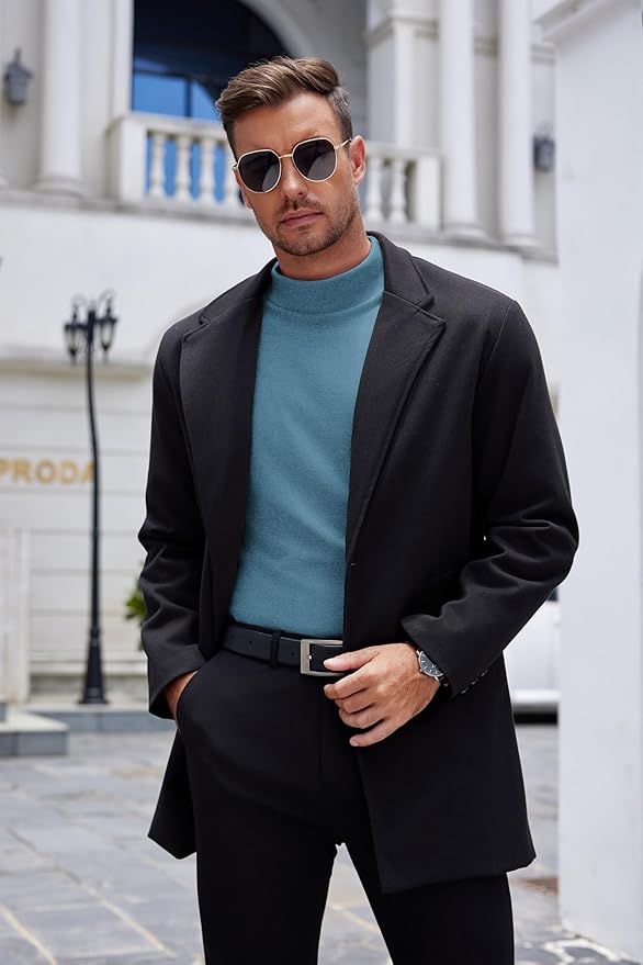 COOFANDY Mens Mock Turtleneck Long Sleeve Shirts Basic Thermal Turtle Neck Undershirt Lightweight Pullover Sweaters Top