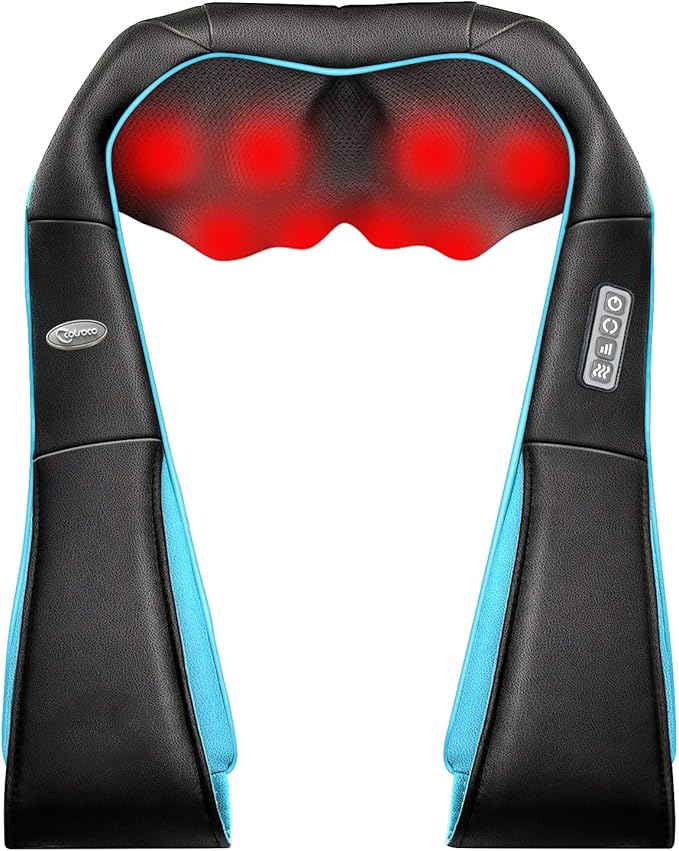 cotsoco Neck Massager, Shiatsu Neck and Back Massager with Heat for Pain Relief, Deep Tissue 3D Kneading Massage Pillow, Relaxation Gifts for Men and Women, Gifts for Dad, Elderly,Wife（Turquoise）