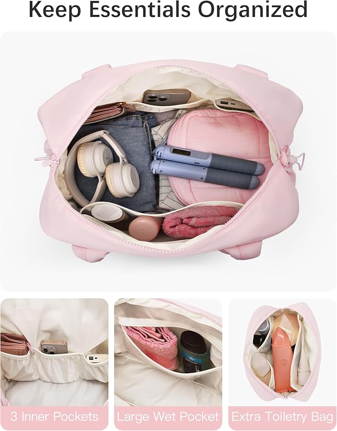 oscaurt Gym Bag for Women Lightweight Duffle Bag for Travel with Toiletry Pouch Water Resistant Carry On Weekender Overnight Duffel