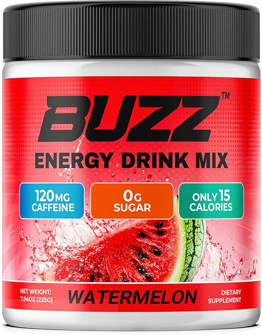 Morning Buzz Energy Drink Powder - Energy Boost Drink Mix - Sugar-Free Energy with Antioxidants - Morning Kickstart and Sports Nutrition Endurance Product - 30 Servings, Watermelon, 8 Ounces