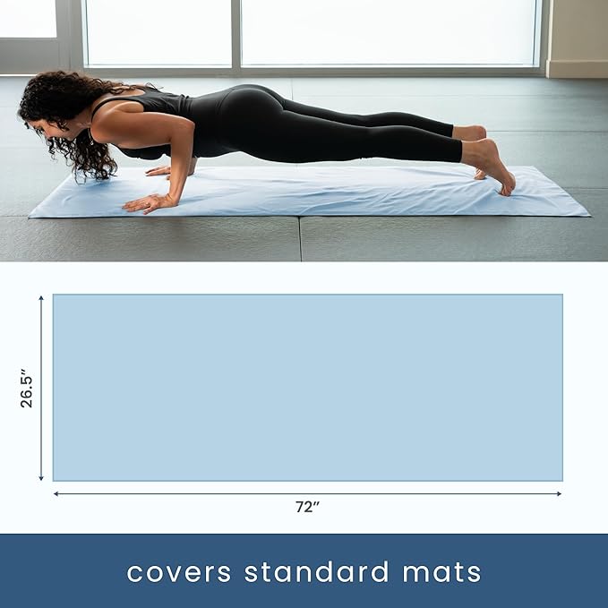 S&T INC. Yoga Mat Towel, Quick Dry Towel, Soft and Absorbent for Gym, Pilates, and Hot Yoga Mat, 1 Pack, 26.5 inches x 72 inches, Microfiber, Blue