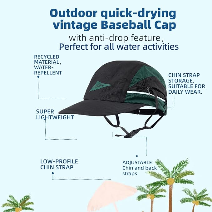 Vintage American-Style Sports Sunscreen Baseball Cap,Outdoor Camping Sunshade Waterproof and Non-Slip Surfing Hat Water Sport