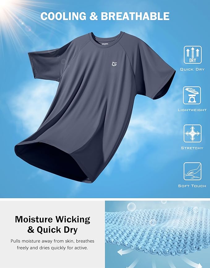 G Gradual Men's Workout Athletic T-Shirts Moisture Wicking Cooling Running Shirts Short Sleeve Performance Tee for Gym Tennis