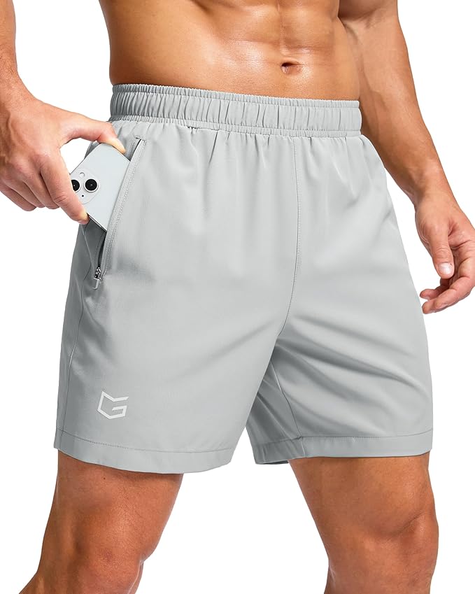 G Gradual Men's Athletic Running Shorts with Zipper Pockets Quick Dry 7"/ 5"/ 9" Workout Gym Shorts for Basketball Hiking