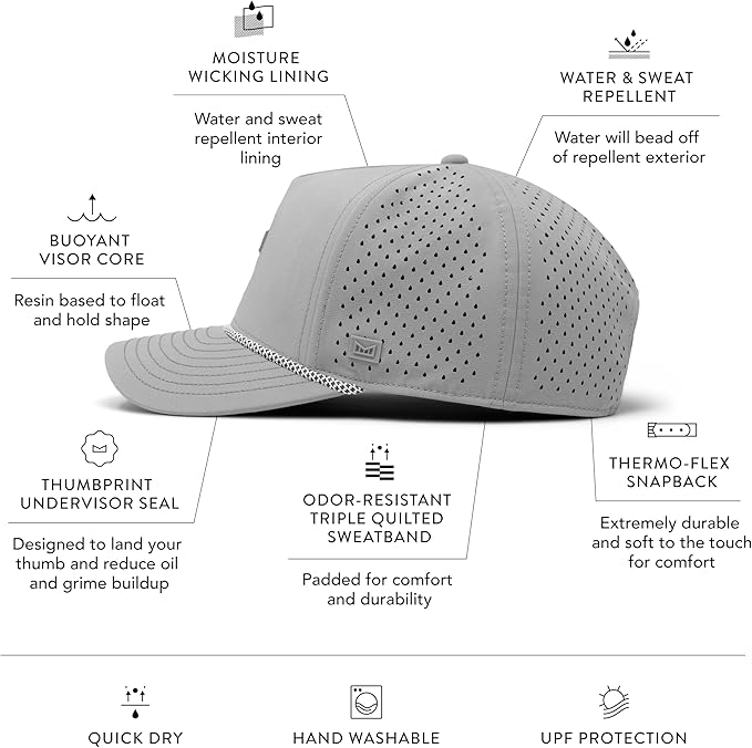 melin Odysea Rope Bulls Icon Hydro, Trucker & Rope Hat, Performance Hat for Men & Women, Water-Resistant Fitted Baseball Cap