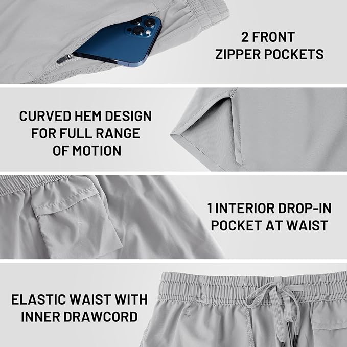 MIER Men's Workout Running Shorts Quick Dry Active 5 Inches Shorts with Pockets, Lightweight, Breathable