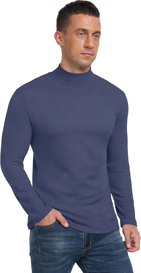 Sailwind Men's Mock Turtleneck Long Sleeve T Shirts Basic Slim Fit Pullover Sweater Thermal Lightweight Tees