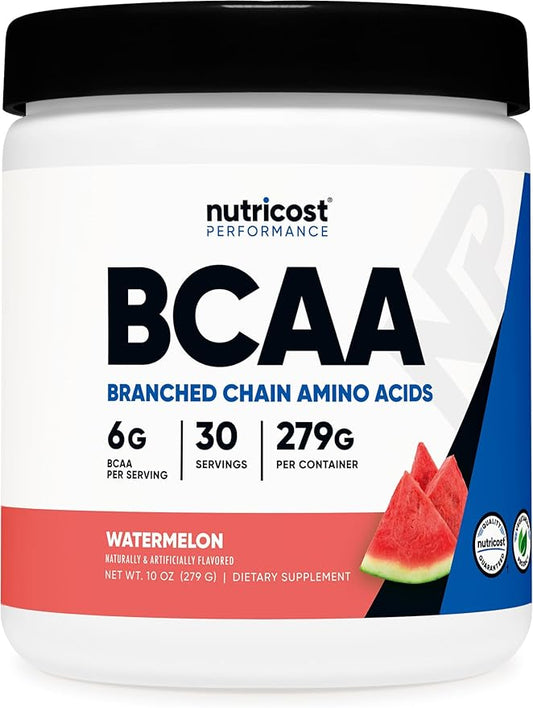Nutricost BCAA Powder (Watermelon, 30 Servings) - Optimal 2:1:1 Ratio