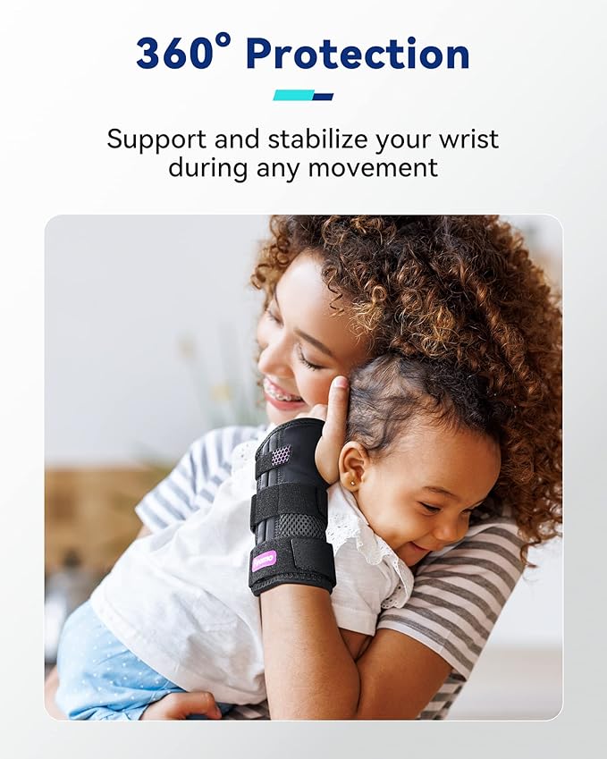 Carpal Tunnel Wrist Brace Night Support with 3 Metal Splints for Sleeping and Soft Thumb Opening, Adjustable Wrist Support Hand Brace for Tendonitis Arthritis Sprains, 1 Unit, Right Hand