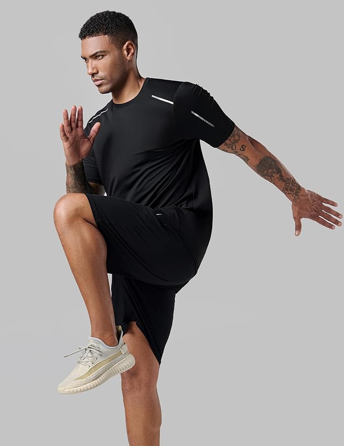 5 Pack Men’s Active Quick Dry Crew Neck T Shirts | Athletic Running Gym Workout Short Sleeve Tee Tops Bulk