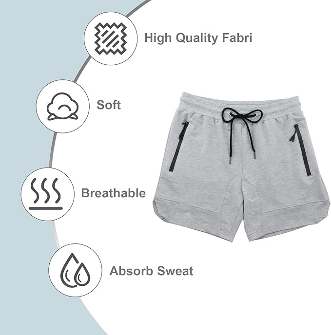 PIDOGYM Men's 5" Gym Workout Shorts,Fitted Jogging Short Pants for Bodybuilding Running Training with Zipper Pockets