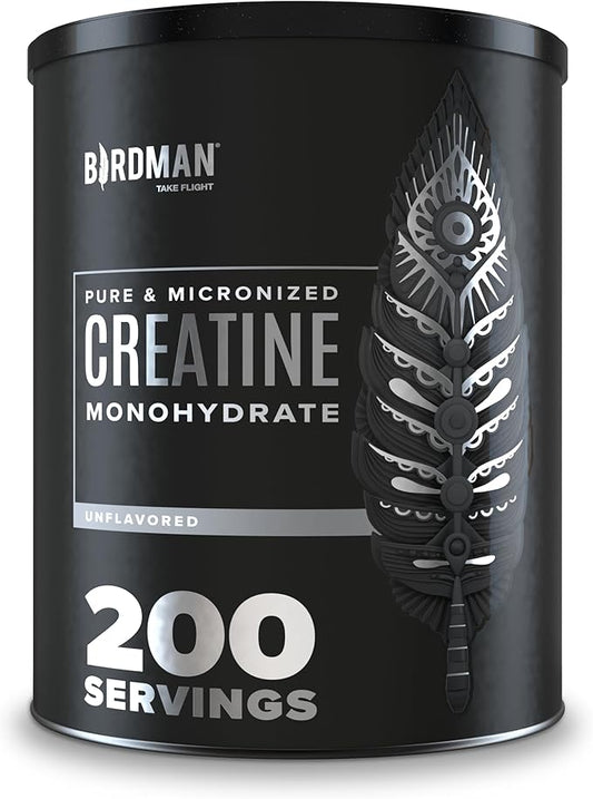 BIRDMAN Micronized Creatine Monohydrate Powder, Muscle Recovery, Caffeine Free, Creatine Pre Workout, Vegan, Post Workout, Gluten Free, Sugar Free | 200 Servings (5 Grams Each) | 2.2lb.