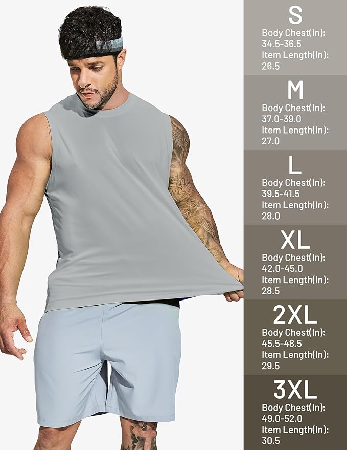 MIER Men's Workout Tank Tops UPF 50+ Swim Shirts Quick Dry Running Sleeveless UV Protection Muscle Tees