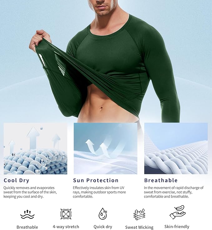 Compression Shirt Men Long Sleeve Quick Dry T-Shirt Athletic Workout Base Layer Running Sports Gym Undershirts