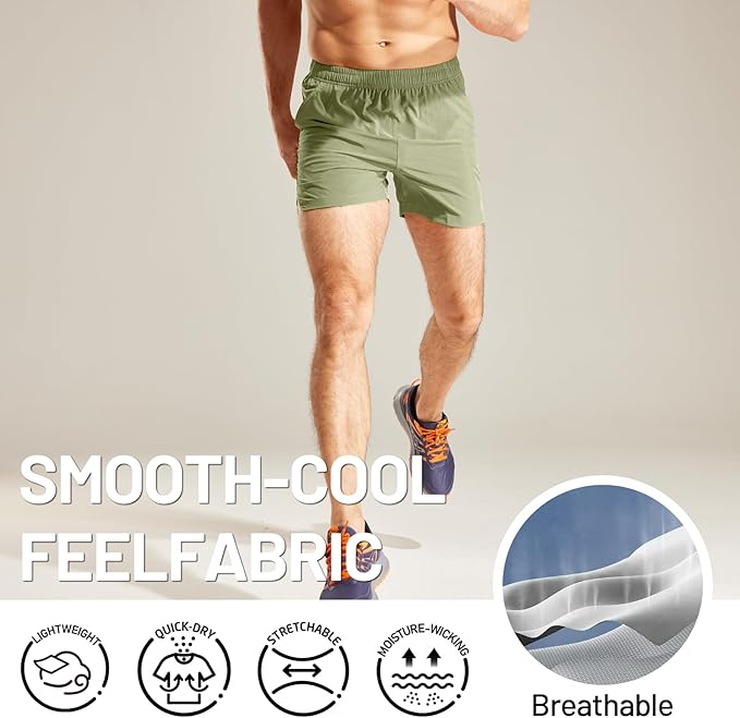 MIER Men's Workout Running Shorts Quick Dry Active 5 Inches Shorts with Pockets, Lightweight, Breathable