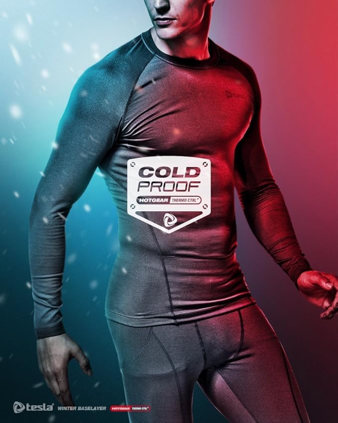 TSLA Men's Thermal Long Sleeve Compression Shirts, Athletic Base Layer Top, Winter Gear Running T-Shirt