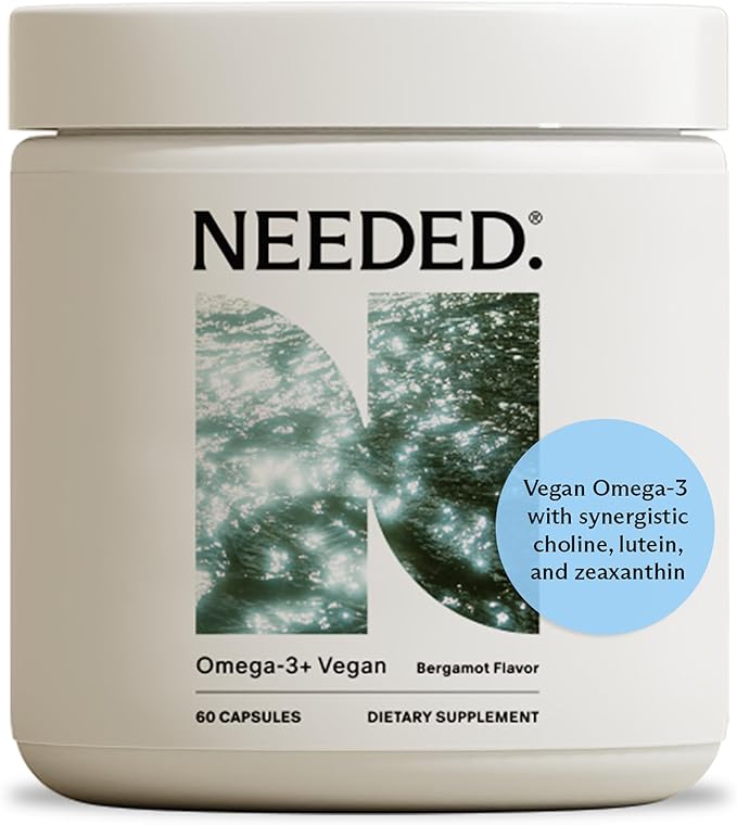 Needed. Prenatal Omega-3 - High Potency Dose of Sustainably Sourced Fish Oil, Bergamot Flavor, 1000mg DHA, 1000mg EPA, Encased in a Gelatin-Free, Plant-Based Softgel Shell, 30-Day Supply
