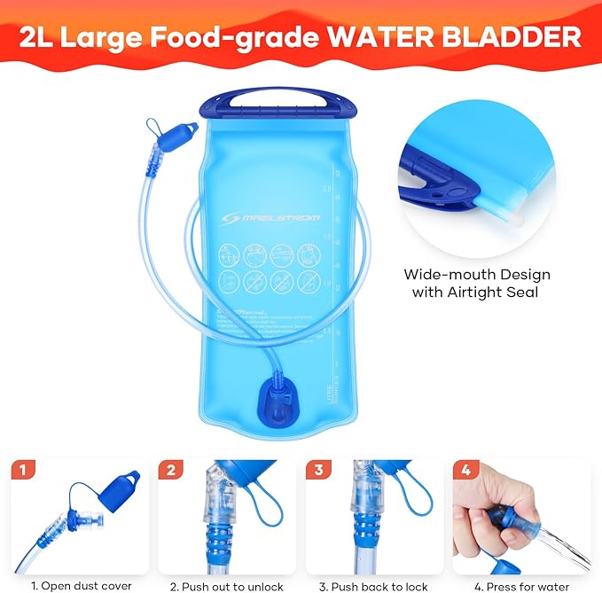 Maelstrom Running Hydration Vest, Hiking Backpack with 2L Water Bladder for Cycling Rave for Men Women