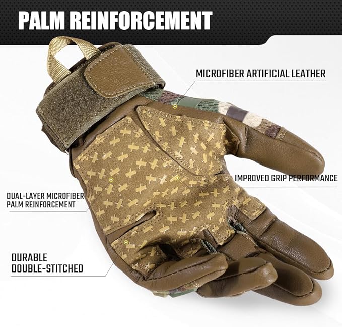 WTACTFUL Rubber Guard Tactical Gloves for Men Touchscreen Airsoft Motorcycle Hunting Outdoor