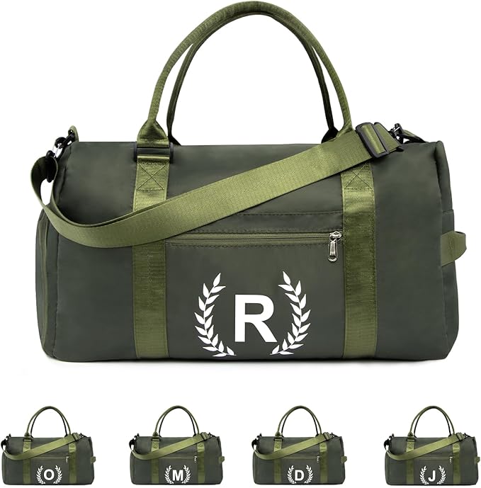 Gym Bag with Shoe Compartment - Personalized Monogrammed Duffle for Sports, Travel, and Workout with Initials