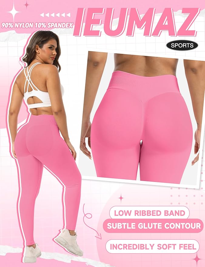 Scrunch Butt Lifting Leggings for Women Gym Seamless Workout Leggings Mid Low Waist Tummy Control Yoga Pants