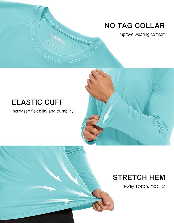 MAGCOMSEN Men's Long Sleeve Shirts UPF 50+ UV Sun Protection Athletic Shirts for Hiking Running Workout Rash Guard
