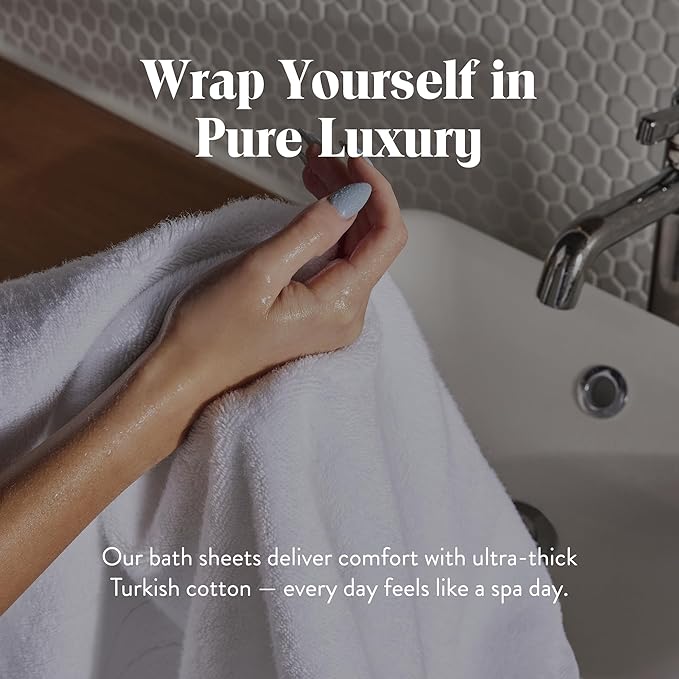 Brooklinen Super-Plush Turkish Cotton Bath Sheets Set of 2 Cotton, 820 GSM, Highly Absorbent, Machine Washable, Perfect for Home & Bathroom (40" x 65", White)