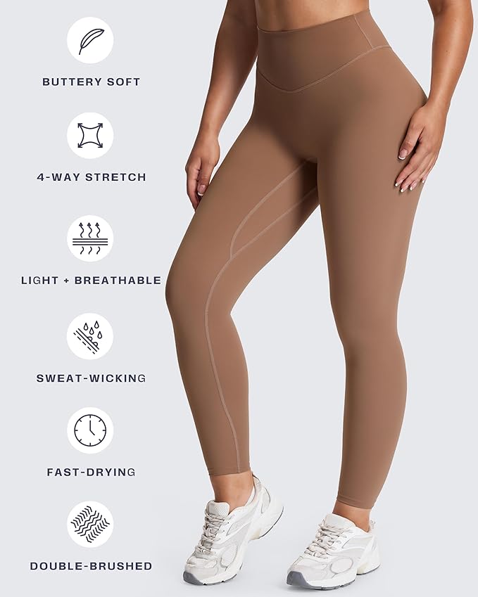 Aoxjox High Waisted Workout Leggings for Women Tummy Control Buttery Soft Yoga Metamorph Deep V Pants 26"