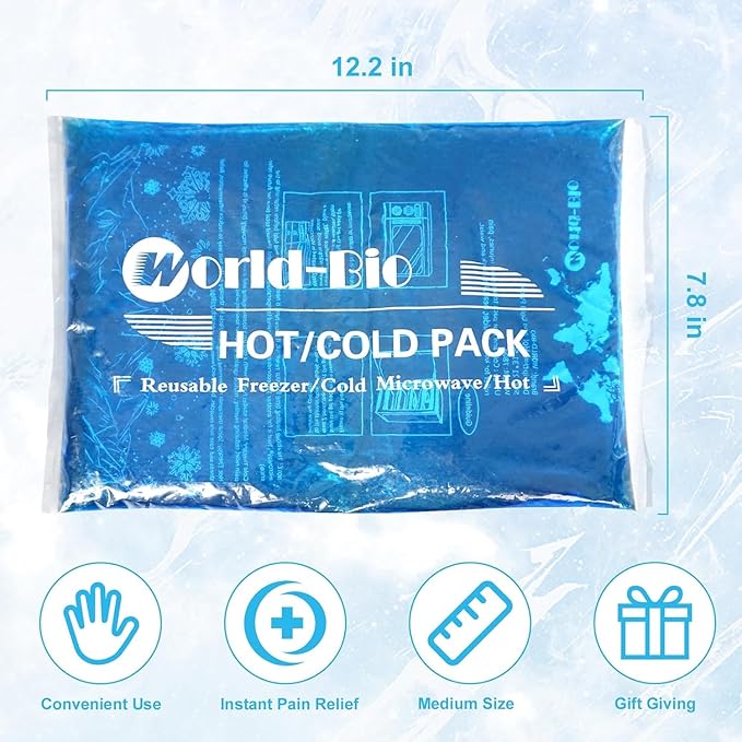 Gel Ice Packs for Injuries Reusable Gel Cold Compress for Shoulder, Knee, Back and Neck - Hot and Cold Packs for Pain, Injury, Surgery - Flexible Soft Ice Pack for Injury (12.4" x 8.3" 2 Packs)