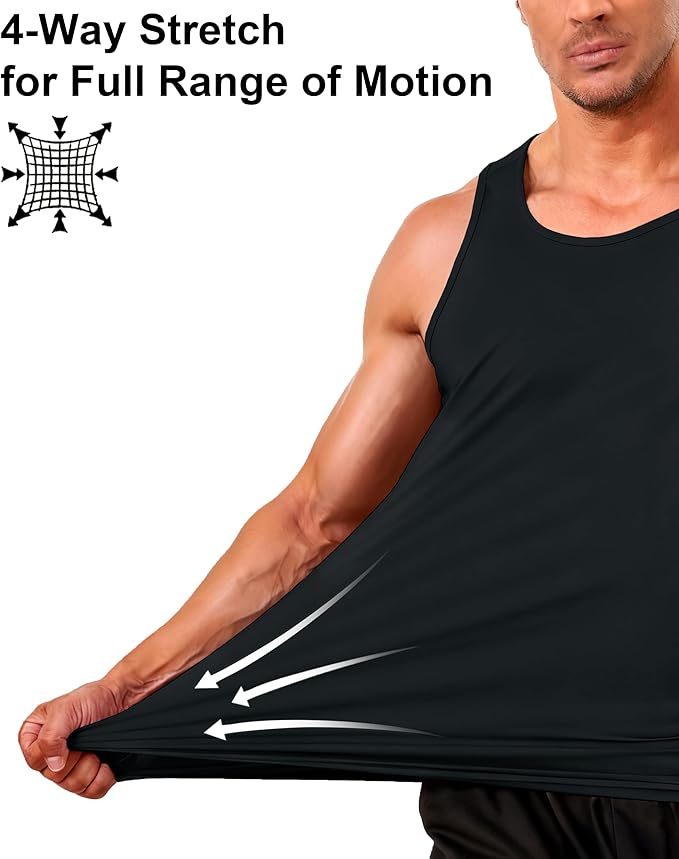 Boladeci Men's Tank Top Workout Athletic Quick Dry UPF 50+ Sun Protection Lightweight Summer Beach Gym Sleeveless Shirts