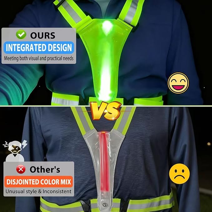 Simket Led Reflective Vest Running Gear, High Visibility Reflective Running Gear Rechargeable Adjustable Led Running Vest, Safety Night Running Gear for Men Women