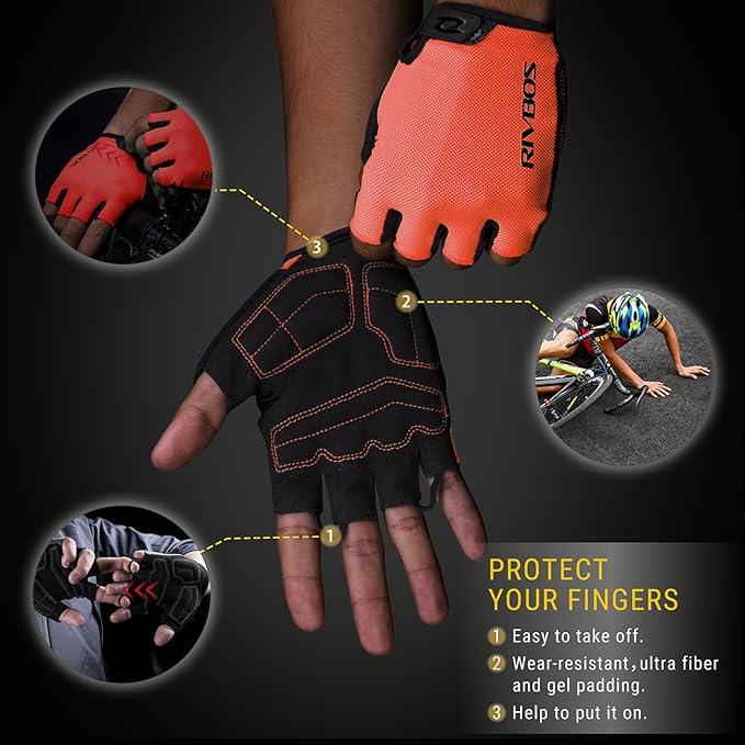 RIVBOS Cycling Gloves Bike Gloves for Men Women with Anti-Slip Shock-Absorbing Pad for Bicycle/Workout/Road Bike/Gym/Driving CHG001
