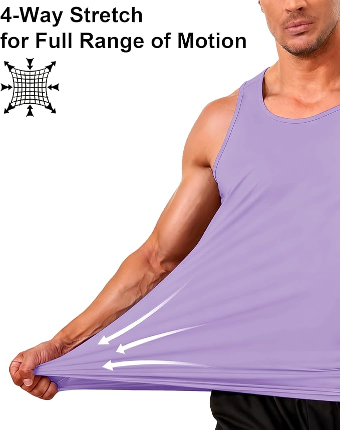 Boladeci Men's Tank Top Workout Athletic Quick Dry UPF 50+ Sun Protection Lightweight Summer Beach Gym Sleeveless Shirts