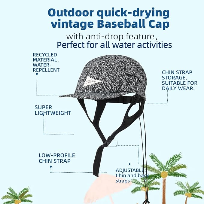 Vintage American-Style Sports Sunscreen Baseball Cap,Outdoor Camping Sunshade Waterproof and Non-Slip Surfing Hat Water Sport